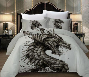 3D Black Dragon 6644 Bed Pillowcases Quilt