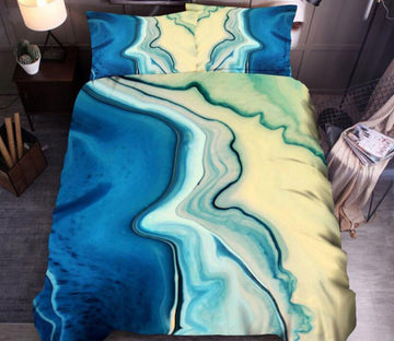 3D Blue-Green Streamline 66149 Bed Pillowcases Quilt