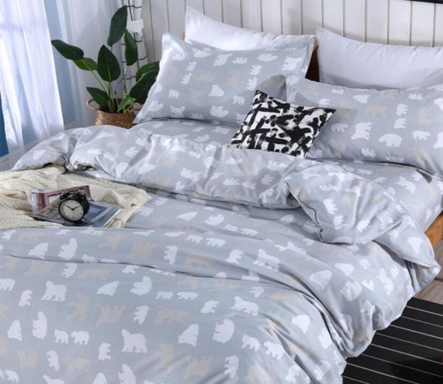 3D Light Grey Bear 1039 Bed Pillowcases Quilt