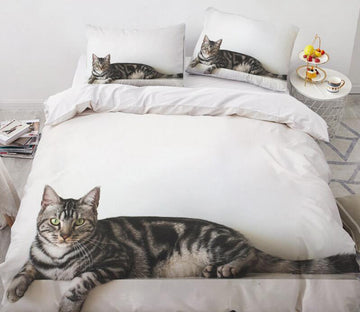 3D Tabby Big Cat 77119 Bed Pillowcases Quilt