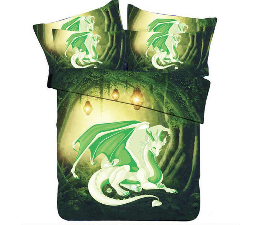 3D Green Light Dragon 9001 Bed Pillowcases Quilt