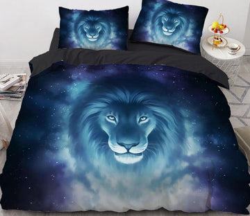 3D Lion Starry Sky 8850 Bed Pillowcases Quilt