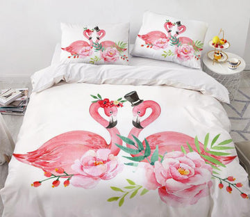 3D A Pair Of Flamingos 7765 Bed Pillowcases Quilt
