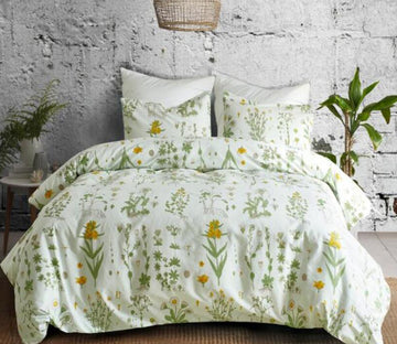 3D Green Flower 66146 Bed Pillowcases Quilt
