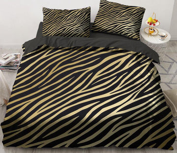 3D Gold Zebra Pattern 5578 Bed Pillowcases Quilt