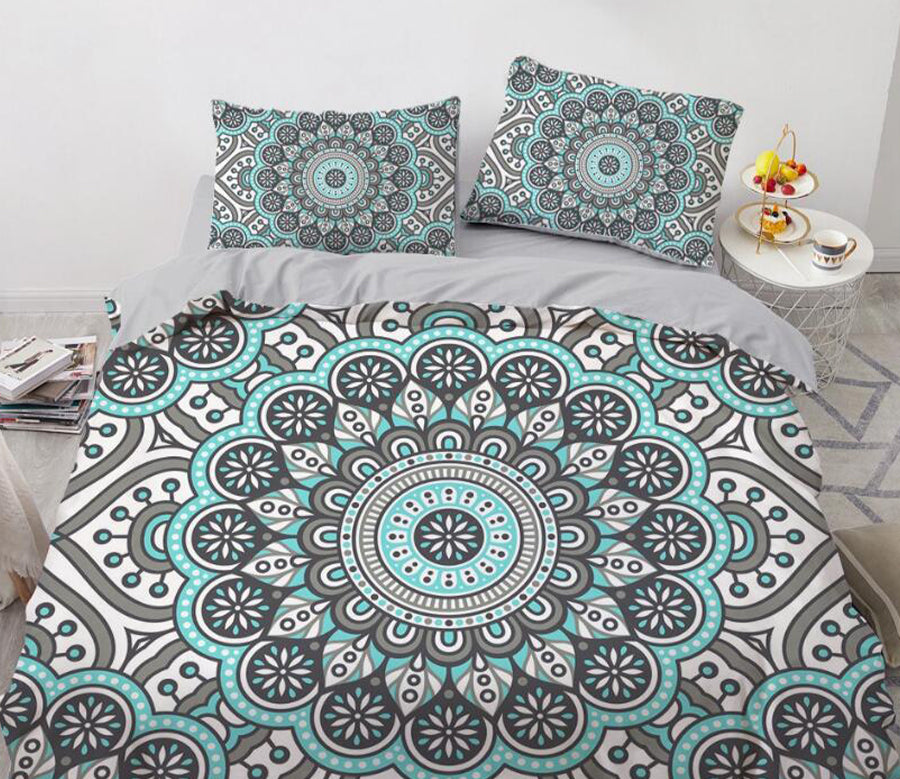 3D Gray Green Pattern Totem 88171 Bed Pillowcases Quilt