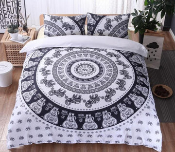 3D Black And White Circle Elephant Pattern 66163 Bed Pillowcases Quilt
