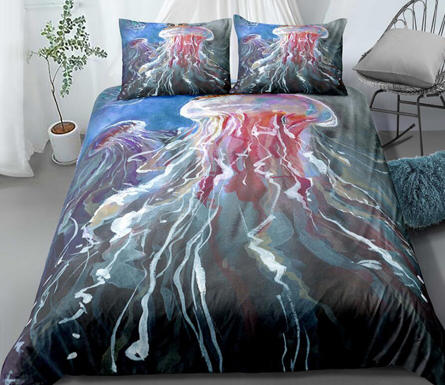3D Watercolor Jellyfish 99153 Bed Pillowcases Quilt