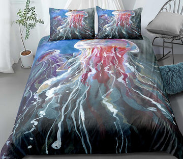 3D Watercolor Jellyfish 99153 Bed Pillowcases Quilt