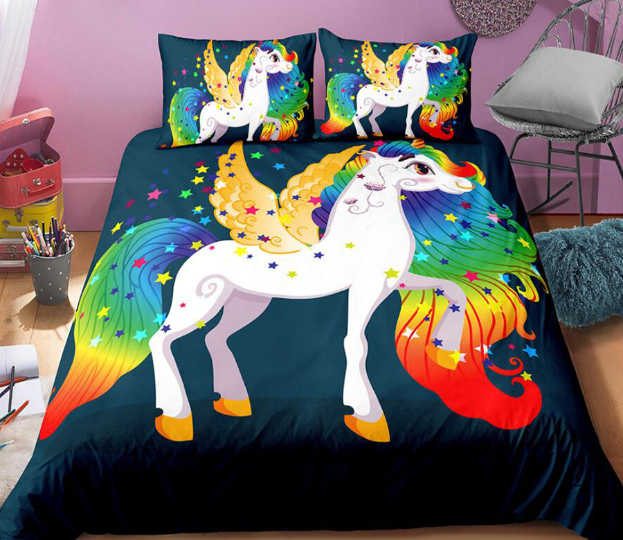 3D Rainbow Horse 0019 Bed Pillowcases Quilt
