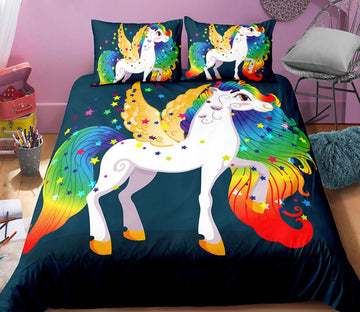 3D Rainbow Horse 0019 Bed Pillowcases Quilt
