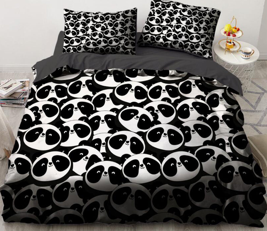3D Cartoons Cartoons Panda 025 Bed Pillowcases Quilt