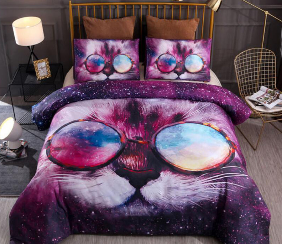 3D Cat Glasses 77199 Bed Pillowcases Quilt