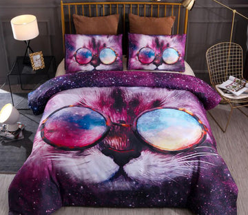 3D Cat Glasses 77199 Bed Pillowcases Quilt