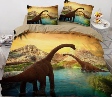 3D Dinosaur River 7747 Bed Pillowcases Quilt