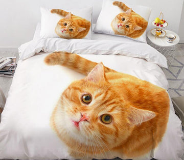 3D Orange Cat 77110 Bed Pillowcases Quilt
