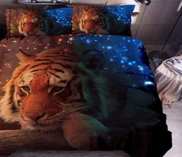 3D Tiger Starry Sky 8047 Bed Pillowcases Quilt