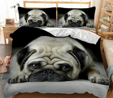 3D Pug Dog 66132 Bed Pillowcases Quilt