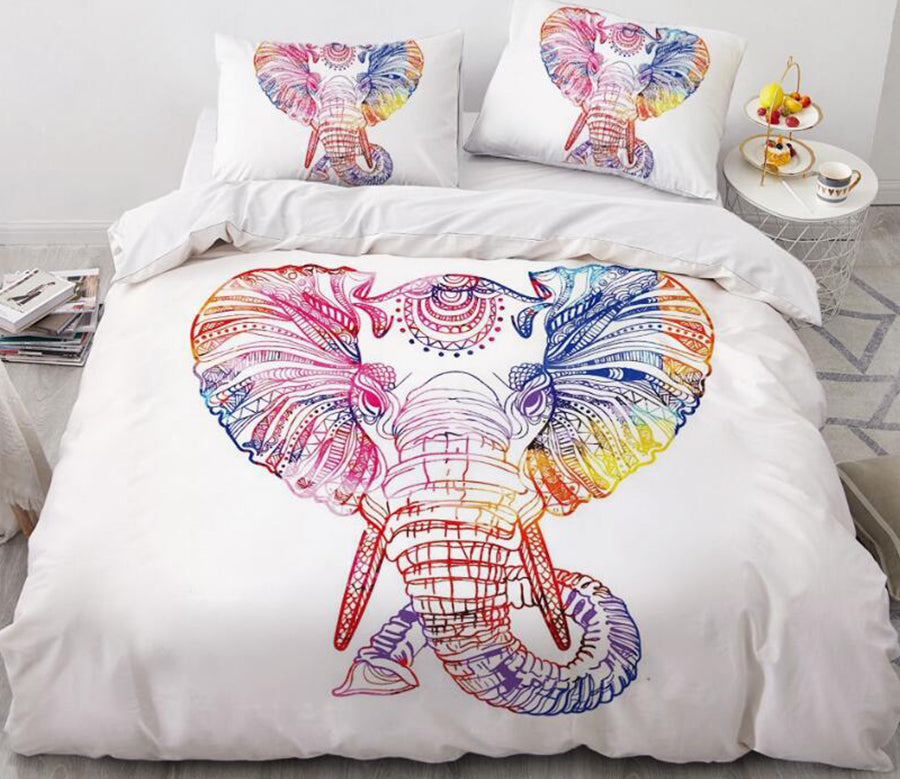 3D Color Elephant Head 88142 Bed Pillowcases Quilt