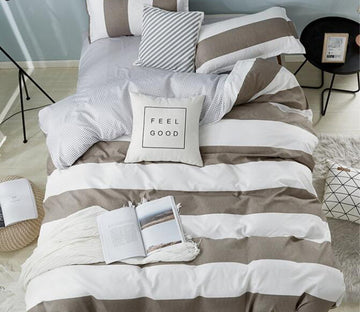 3D White And Brown Bars 8167 Bed Pillowcases Quilt