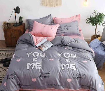 3D Gray Letter 8111 Bed Pillowcases Quilt