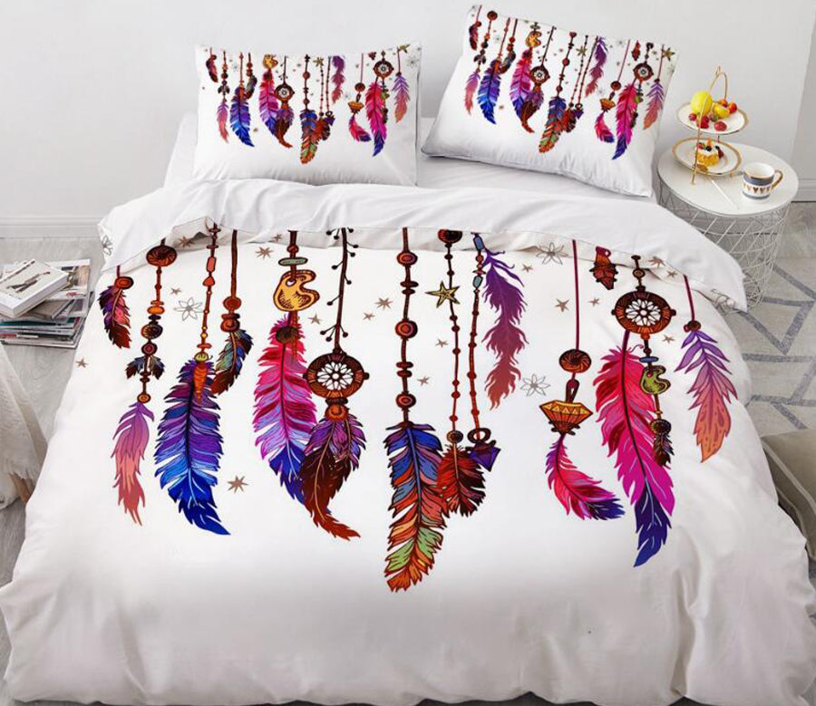 3D Feather 88148 Bed Pillowcases Quilt
