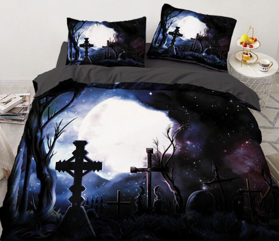 3D Tombstone Moon 7732 Bed Pillowcases Quilt