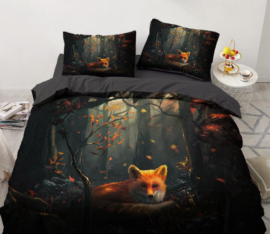 3D Fox Forest 8012 Bed Pillowcases Quilt
