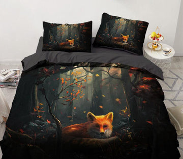 3D Fox Forest 8012 Bed Pillowcases Quilt