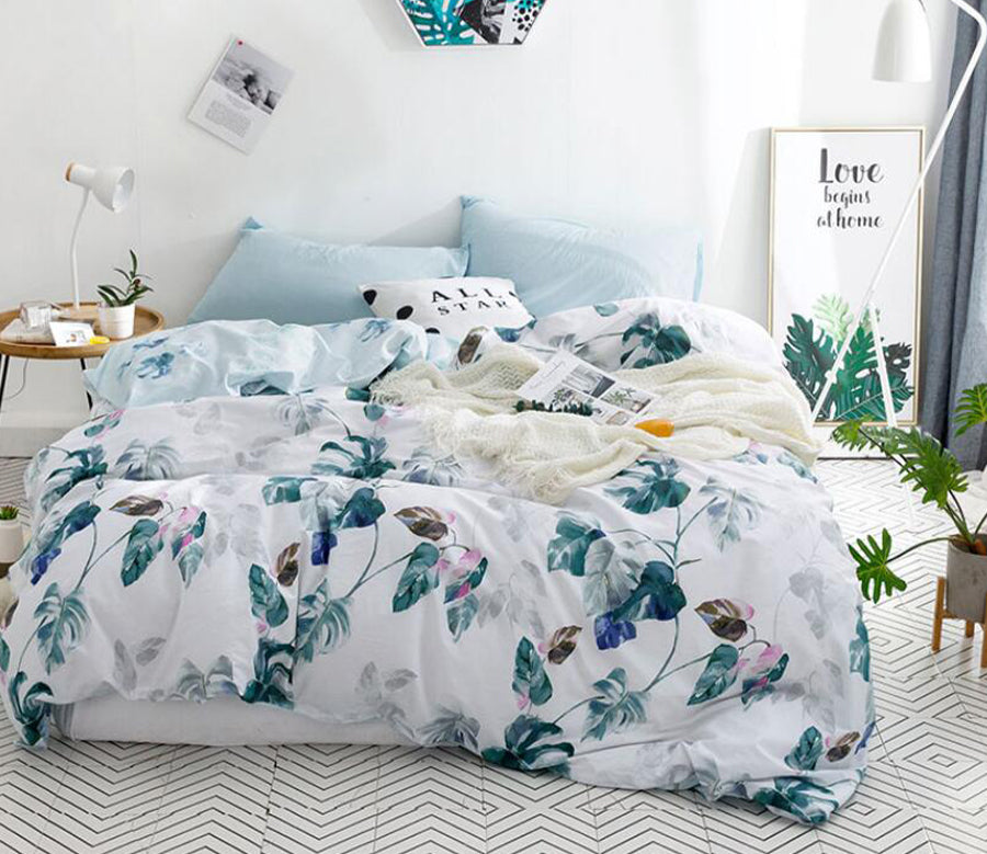 3D Green Leaf 66197 Bed Pillowcases Quilt