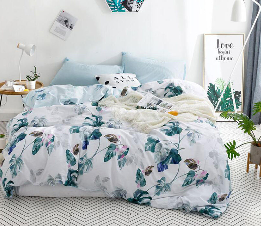 3D Green Leaf 66197 Bed Pillowcases Quilt