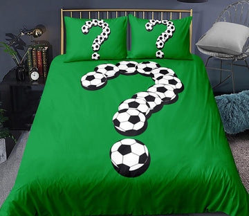 3D Football Question Mark Green 1102 Bed Pillowcases Quilt