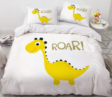 3D Cartoons Yellow Dinosaur 55155 Bed Pillowcases Quilt