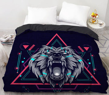 3D Wolf  Triangle 99198 Bed Pillowcases Quilt
