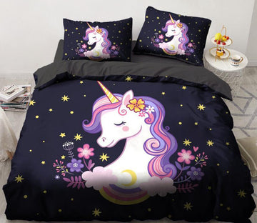 3D Unicorn 143 Bed Pillowcases Quilt