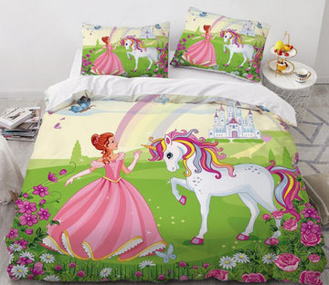 3D Unicorn Princess 153 Bed Pillowcases Quilt
