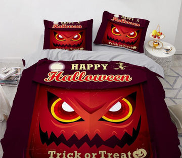 3D Red Pumpkin Face 8025 Bed Pillowcases Quilt
