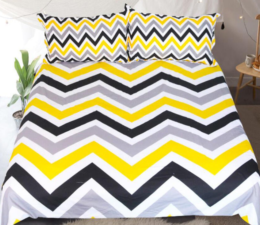 3D Yellow Black Ripple 9056 Bed Pillowcases Quilt
