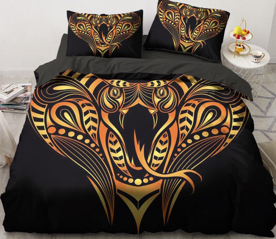 3D Gold Snake Mouth 5558 Bed Pillowcases Quilt