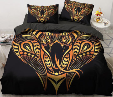 3D Gold Snake Mouth 5558 Bed Pillowcases Quilt