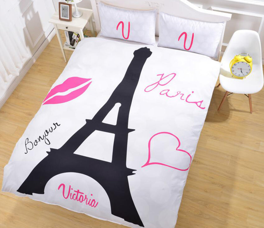 3D Eiffel Tower 1102 Bed Pillowcases Quilt