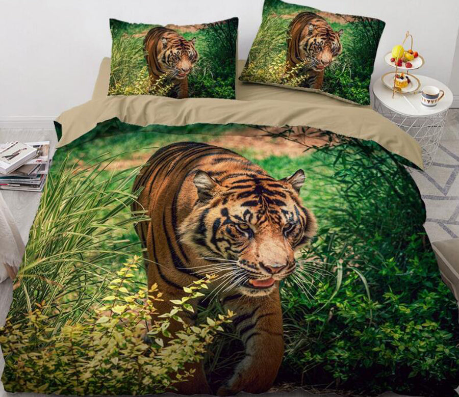 3D Grass Tiger 9957 Bed Pillowcases Quilt