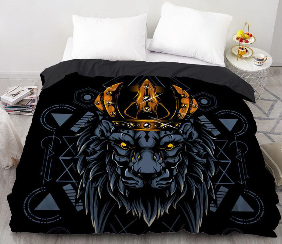 3D Lion Crown 99194 Bed Pillowcases Quilt