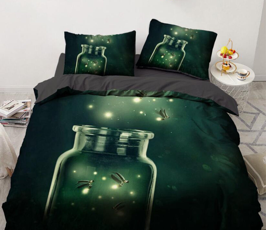 3D Glass Bottle Firefly 8007 Bed Pillowcases Quilt
