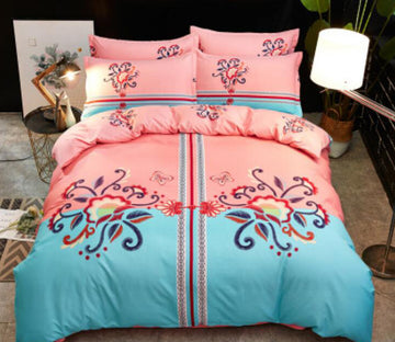3D Pink Blue Pattern 77181 Bed Pillowcases Quilt