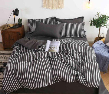 3D Black And White Vertical Bars 8104 Bed Pillowcases Quilt