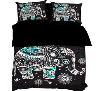 3D Black White-Sided Elephant 9931 Bed Pillowcases Quilt