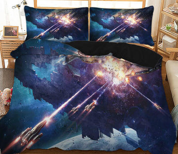 3D Space Battleship 6675 Bed Pillowcases Quilt