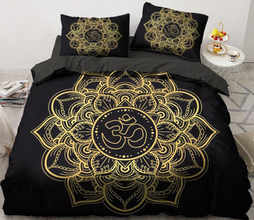 3D Gold Lotus Pattern 5541 Bed Pillowcases Quilt