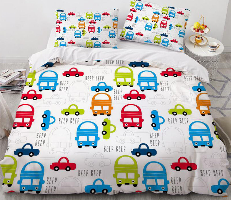 3D Cartoons Color Car 031 Bed Pillowcases Quilt
